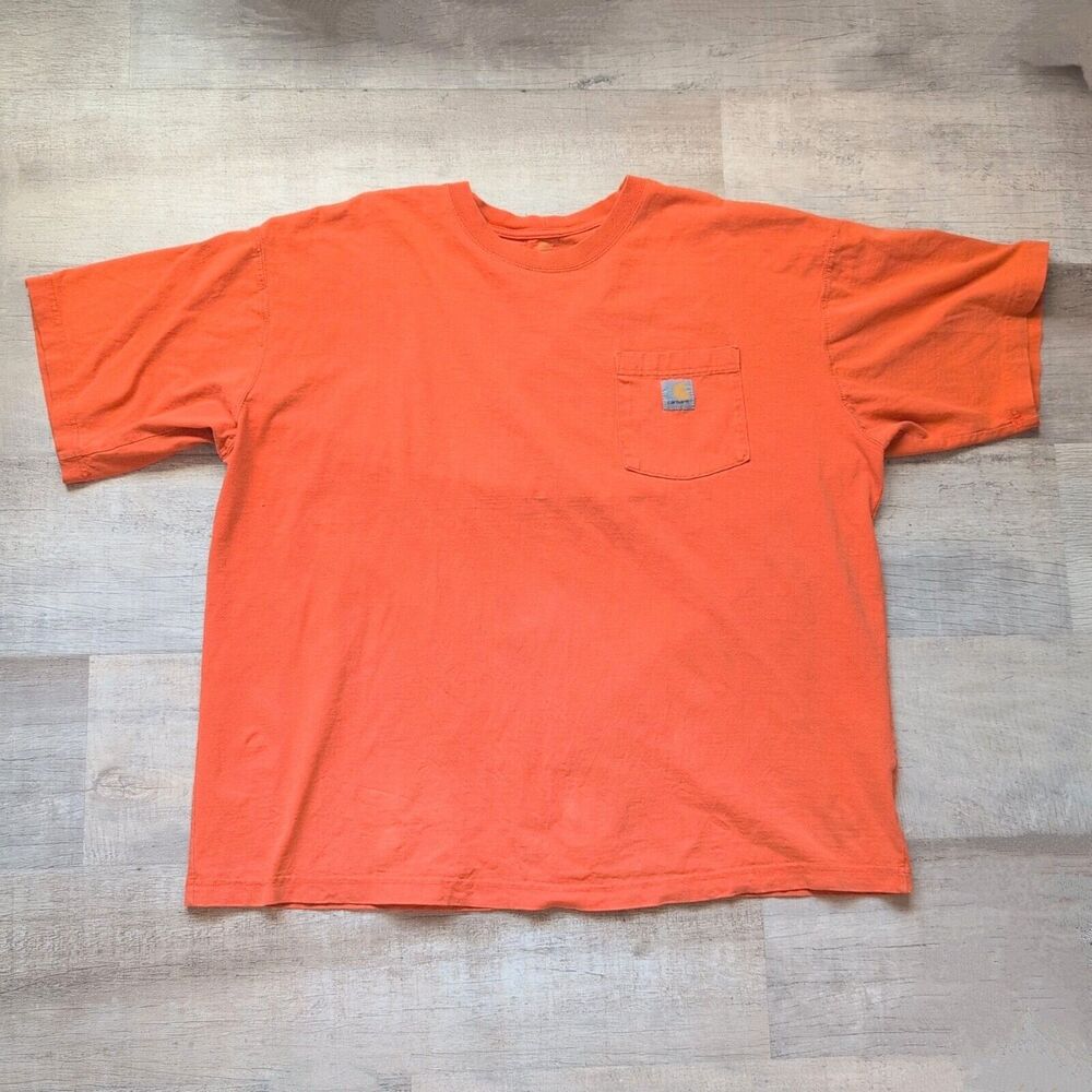 Carhartt Pocket Shirt Orange Mens X-Large XL Logo Short Sleeve